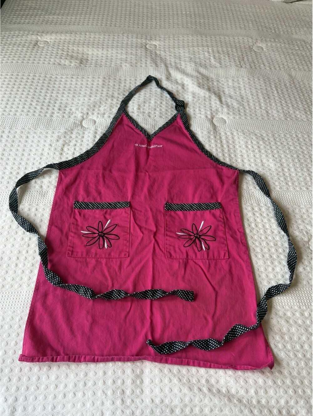 Authentic American Girl Place Child Size Apron Pink Black Y2K Baking - Picture 1 of 6